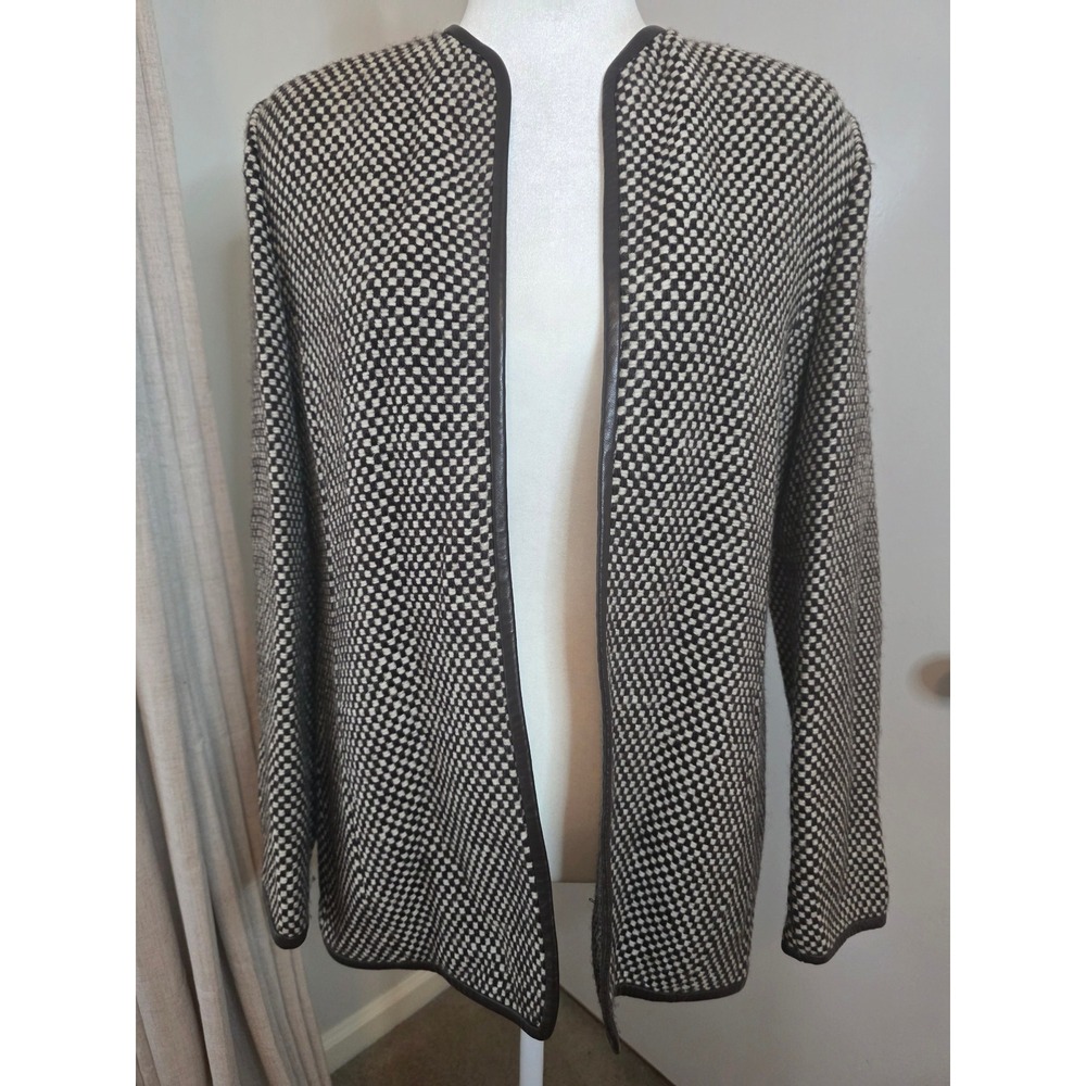 Vintage Linda Allard Ellen Tracy Jacket Espresso Brown Wool Leather Autumn Fall